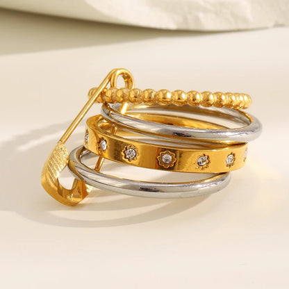 Waterproof 18K Gold Plated Pin Loop Buckle Ring