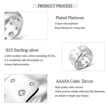 Silver Irregular Handmade Zircon Wide Ring