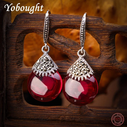 Silver Inlaid Droplet Earrings