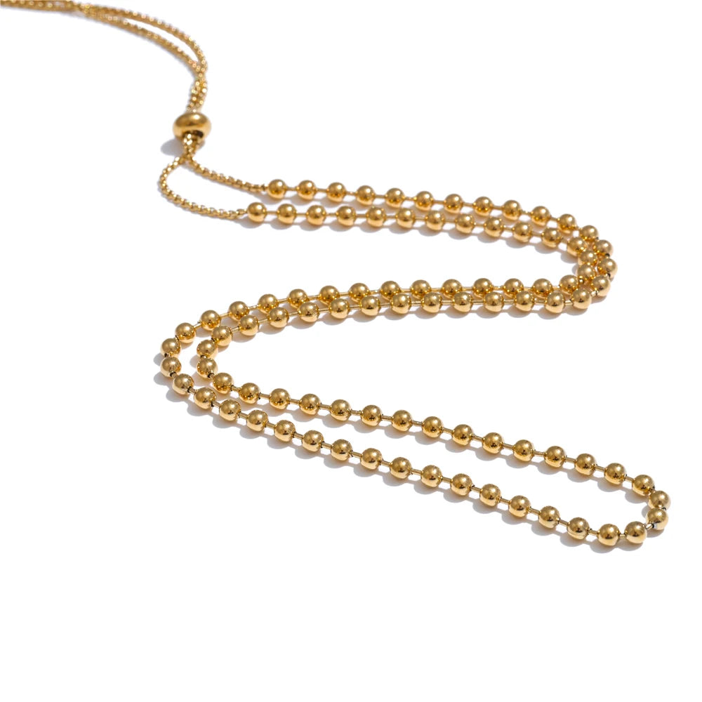 Stainless Steel Beads Chain Adjustable Necklace and Bracelet Bangle