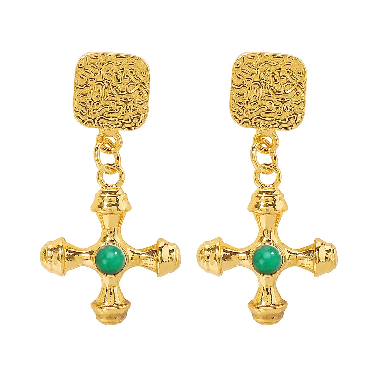 18K Gold Plated Stainless Steel Cross Earrings Stud