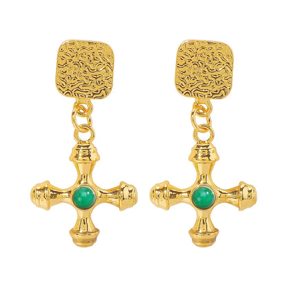 18K Gold Plated Stainless Steel Cross Earrings Stud