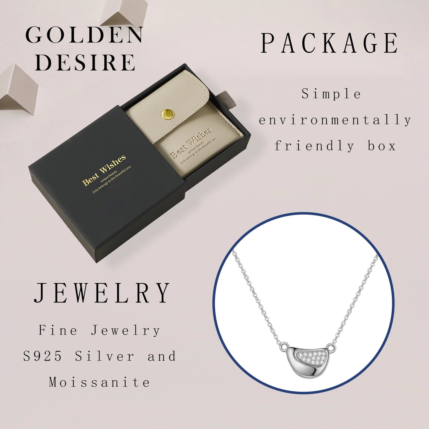 Moissanite Pendant Necklace 925 Sterling Silver, 18K Gold Plated