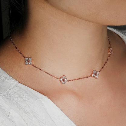 Silver Plated Flower Moissanite Choker Necklace