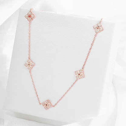 Silver Plated Flower Moissanite Choker Necklace