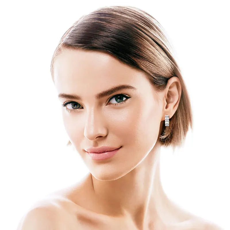 Silver Moissanite Hoop Earrings