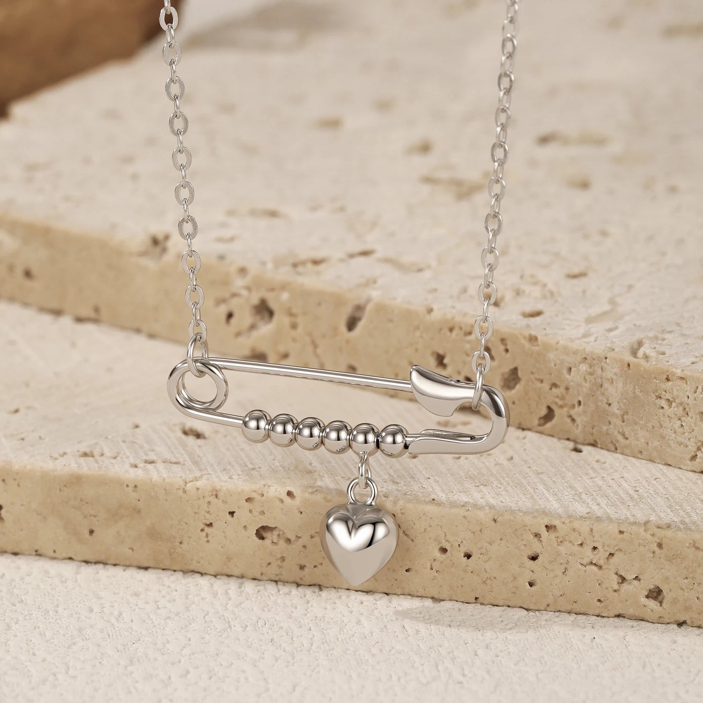 Silver Trendy Mirror Heart Swings Necklace