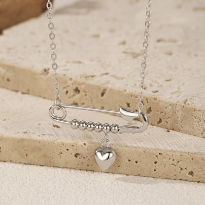 Silver Trendy Mirror Heart Swings Necklace