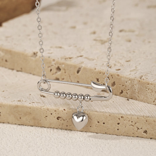 Silver Trendy Mirror Heart Swings Necklace