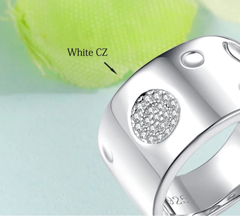 Silver Zircon Wide Ring
