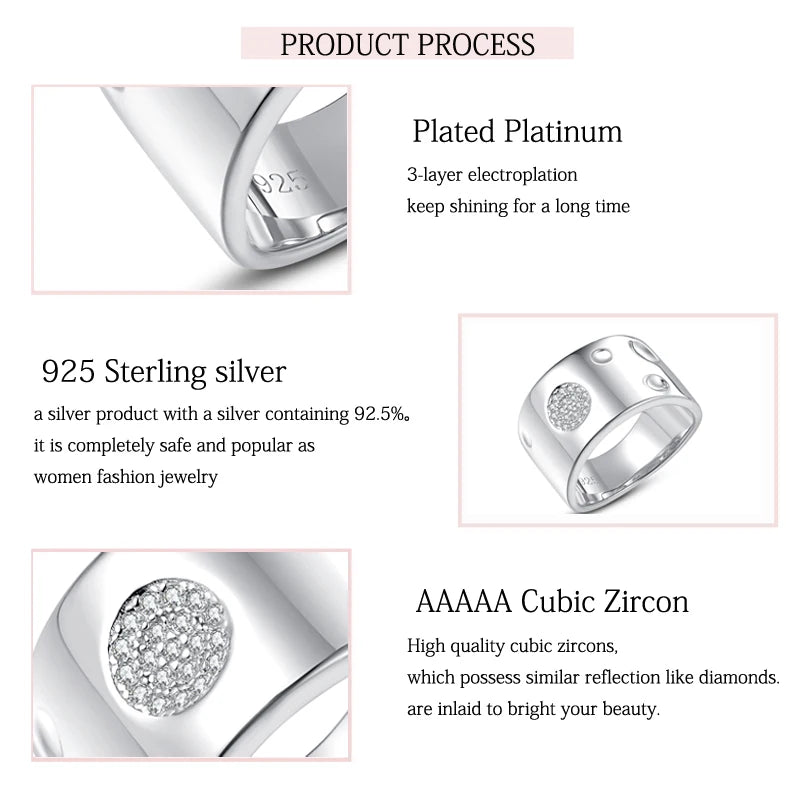 Silver Zircon Wide Ring