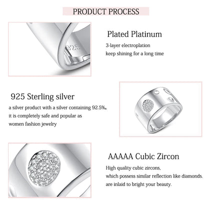 Silver Zircon Wide Ring