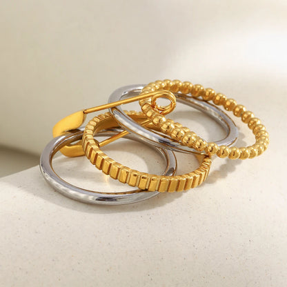 Waterproof 18K Gold Plated Pin Loop Buckle Ring