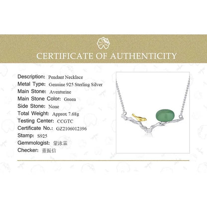 Silver Natural Stones Handmade Jewelry Retray Bird Necklace with Pendant