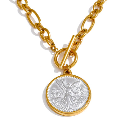 18K Gold Double‑Sided Angel Necklace Waterproof Stainless Steel Chain