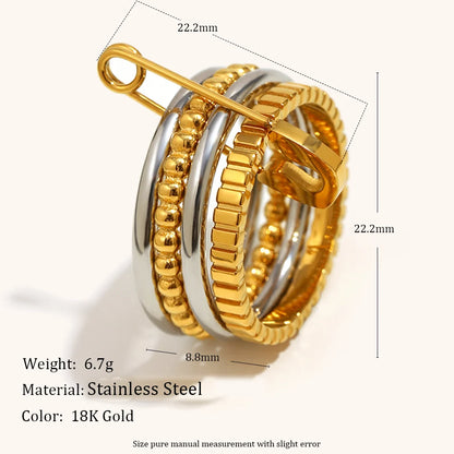 Waterproof 18K Gold Plated Pin Loop Buckle Ring