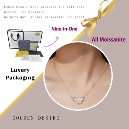 Moissanite Pendant Necklace 925 Sterling Silver, 18K Gold Plated