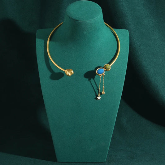 Antique Collar Choker Necklaces Star Moon Charm