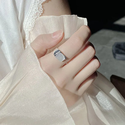 Natural White Mother of Pearl 925 Sterling Silver High Polished Open Rings