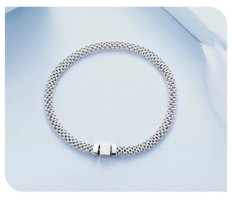 Silver Classic Square Buckle Chain Bracelet