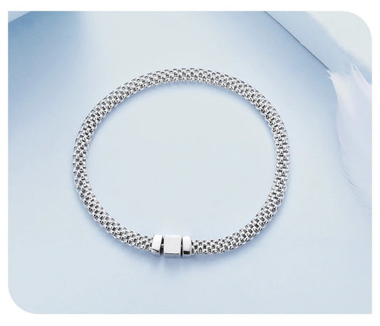 Silver Classic Square Buckle Chain Bracelet