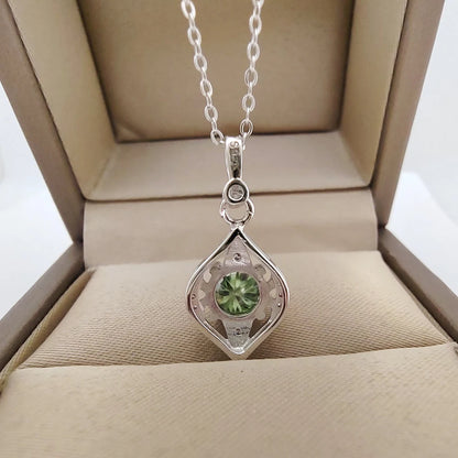 Silver Green Mullite Pendant Necklace