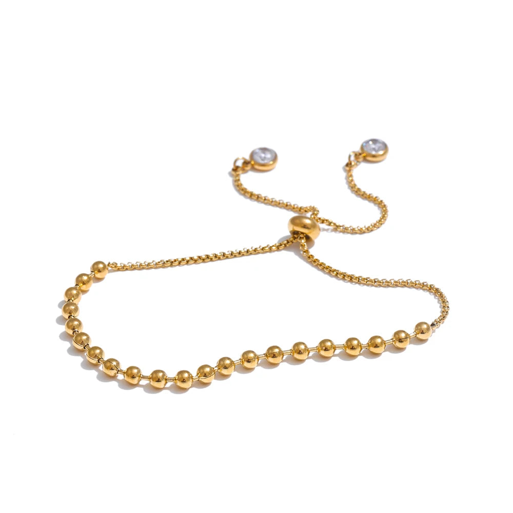 Stainless Steel Beads Chain Adjustable Necklace and Bracelet Bangle
