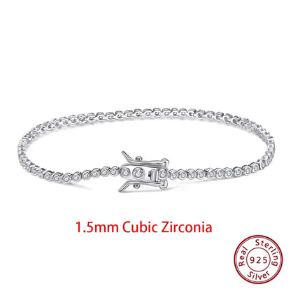 Silver Tennis Bracelet Clear Zirconia Chain Bracelet