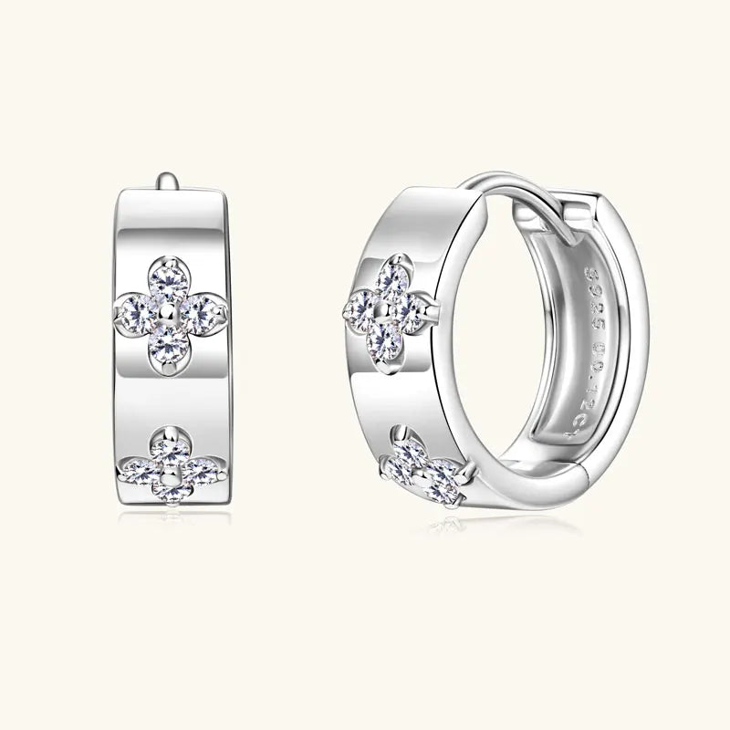 Silver Moissanite Hoop Earrings