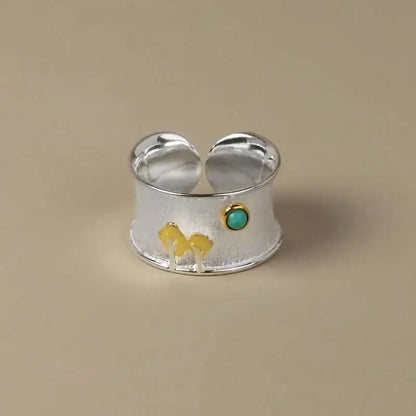 Silver Two Tone Plating Tree and Moon (Turquoise or Opal)