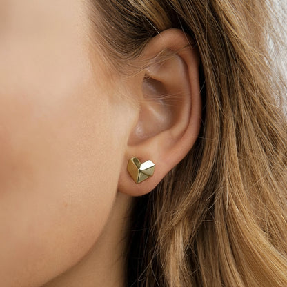 Romantic 925 Sterling Silver Heart Stud Earrings Minimalism Design