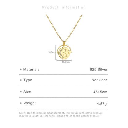 Silver Coins Horoscope Necklace with Star Zircon Pendant