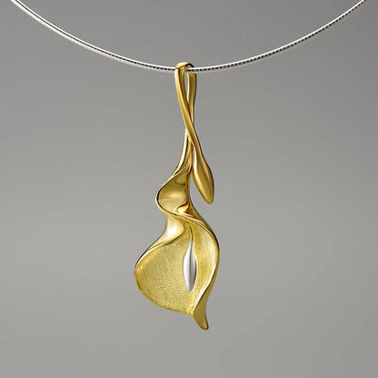 Silver New Calla Lily Flower Pendant and Chain Necklace