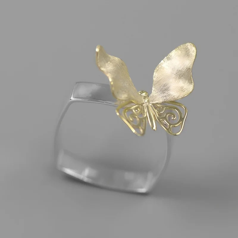 Silver Vintage Hollowed-out Butterfly Ring