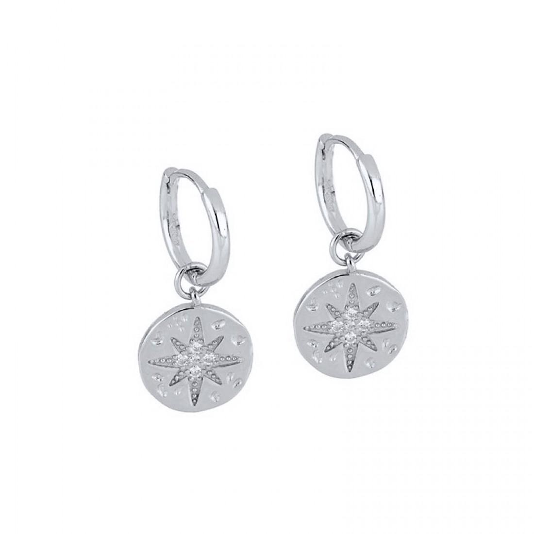 925 Sterling Silver Needle Round Vintage Geometric Pendant Earrings