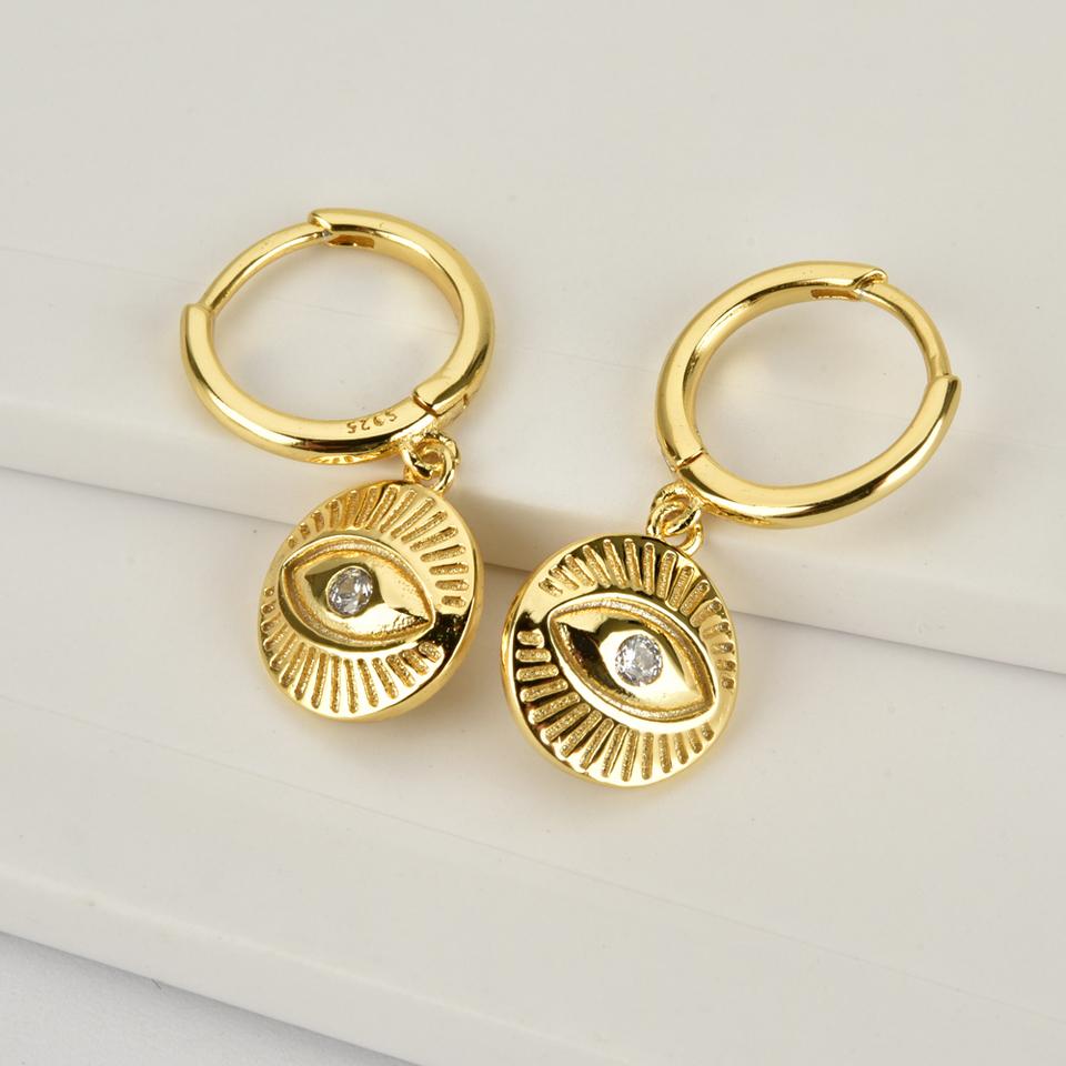 925 Sterling Silver Needle Round Vintage Geometric Pendant Earrings